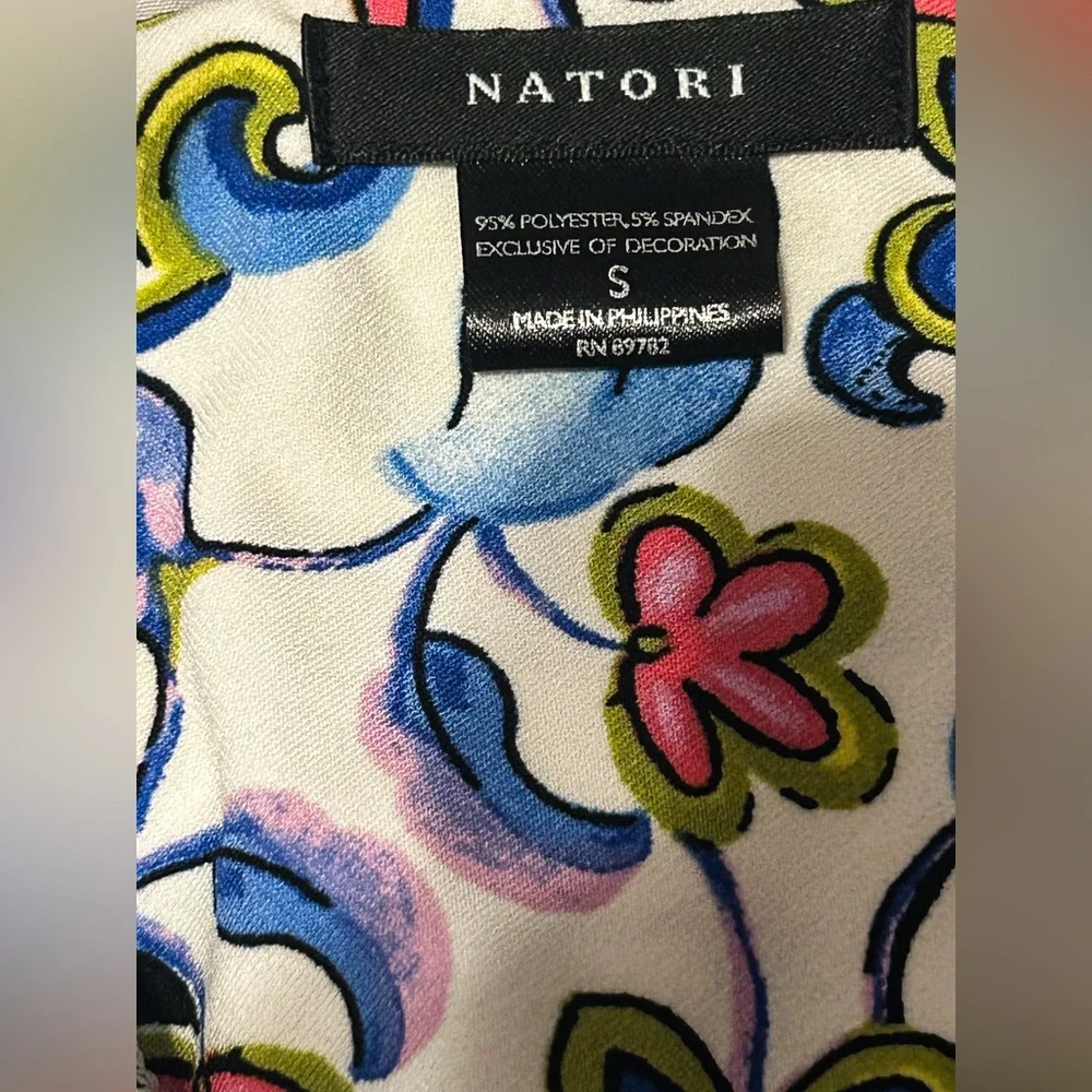 Nwt Natori Sz S Floral Aztec Tribal Geometric Flowy V Neck Maxi Dress Boho Y2K - Picture 10 of 10